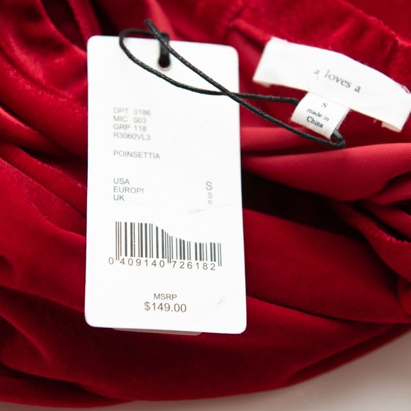 A Loves A Velvet Dress Fit & Flare Long Bell Sleeve Mini Red Size Small New - Picture 4 of 8